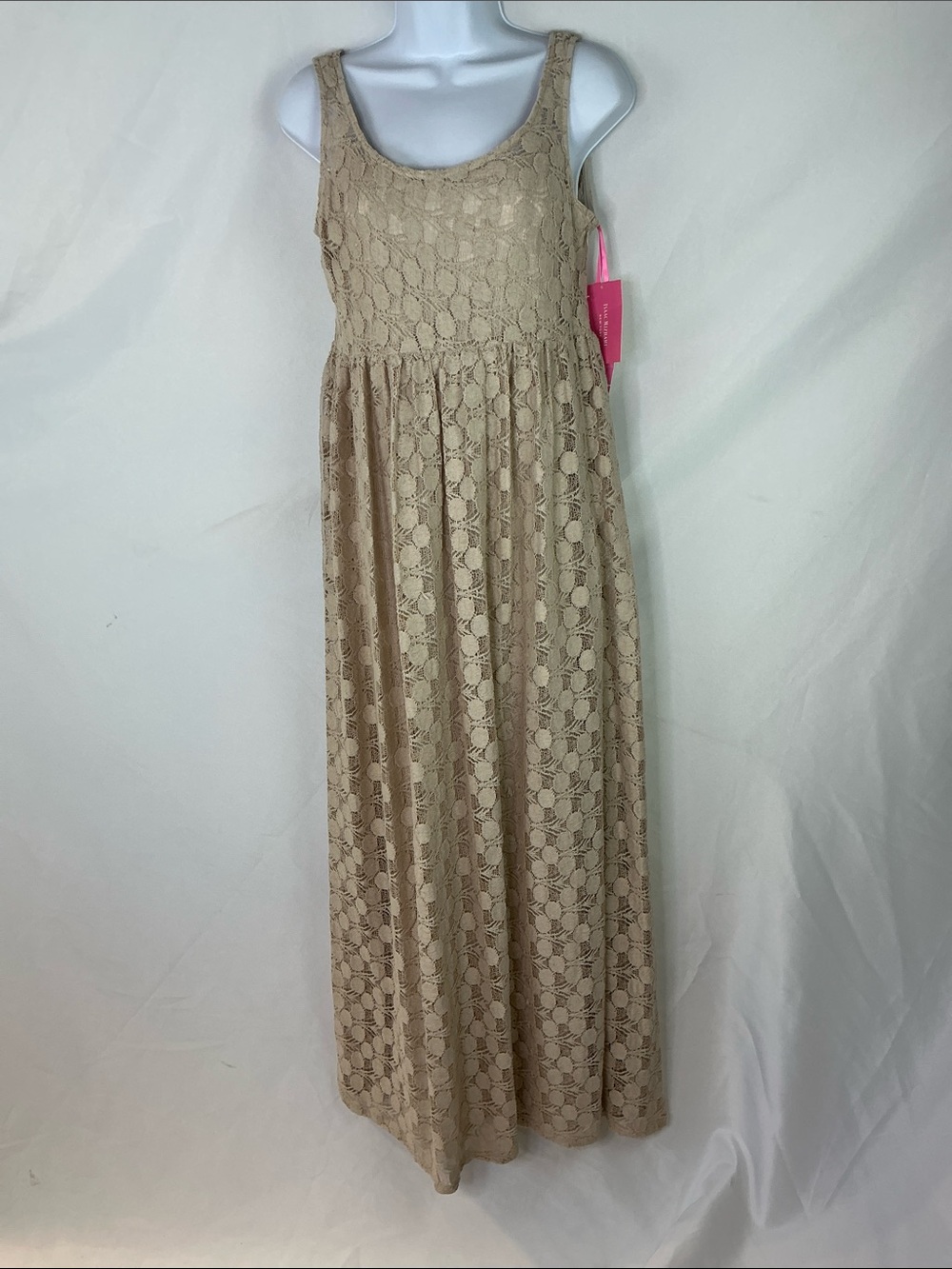 Isaac Mizrahi Beige Lace Scoop-Neck Maxi Dress NWT Women's Size 4